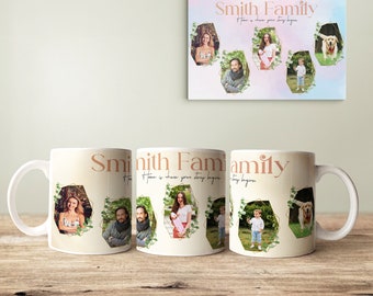Taza de foto familiar / Diseño de envoltura completa / Taza de collage de imágenes / Taza personalizada / Taza de café personalizada con foto / Regalo para mamá, Regalo para papá idea