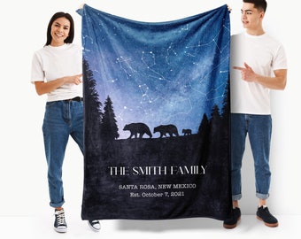 Manta personalizada con mapa estelar, idea de regalo de aniversario, manta Sherpa para pareja, personalizada para recién casados, cumpleaños, novias y novios, compromiso.