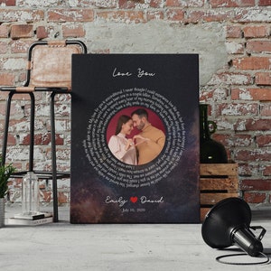 Cadeaux Personnalisés Captivants Toile Photo & Paroles de Chanson, Affiche de Paroles de Chanson, Cadeau Personnalisé pour la Saint-Valentin
