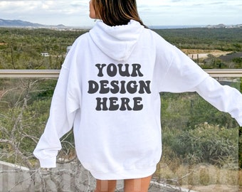Gildan 18500 Hoodie Hoodie Mockup, Oversized Hoodie Mockup, Trendy Model Mockup Natur Mockup Ästhetischer Lebensstil Mockup