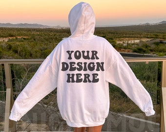 Gildan 18500 Hoodie Hoodie Mockup, Oversized Hoodie Mockup, Trendy Model Mockup Natur Mockup Ästhetischer Lebensstil Mockup