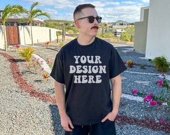 Gildan 5000 Black Shirt Mockup, Trendy Male Model Mockup, Outdoor Mockup, Black Tee Mens Mockup, Mens T-shirt Mockup, Male Lifestyle Mockup