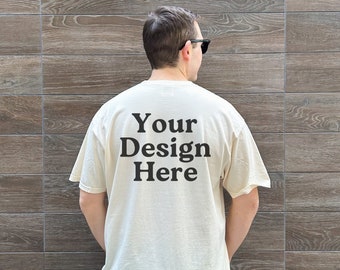 Comfort Colors C1717 Ivory Back Mockup, Trendy Male Model Mockup, Mens Comfort Colors Mock, Outdoor Mock, Ivory Shirt Mockup, Lifestyle Mock