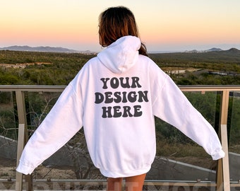 Gildan 18500 Hoodie Hoodie Mockup, Hoodie Mockup, Oversized Hoodie Mockup, Trendy Model Mockup, Outdoor Mockup, Ästhetischer Natur Mockup