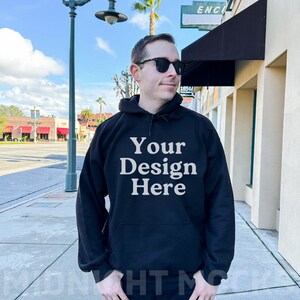 Gildan 18500 Black Hoodie Mockup, Trendy Male Model Mockup, Outdoor Mockup, Mens Hoody Mockup, Aesthetic Nature Mockup, Lifestyle Mockup