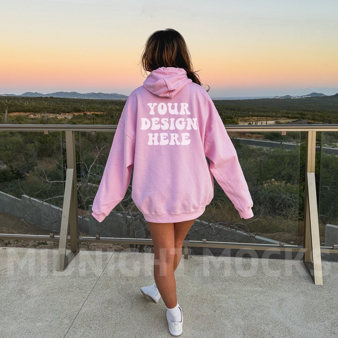 Gildan 18500 Light Pink Hoodie Mockup, Back of Hoodie Mockup, Oversized ...