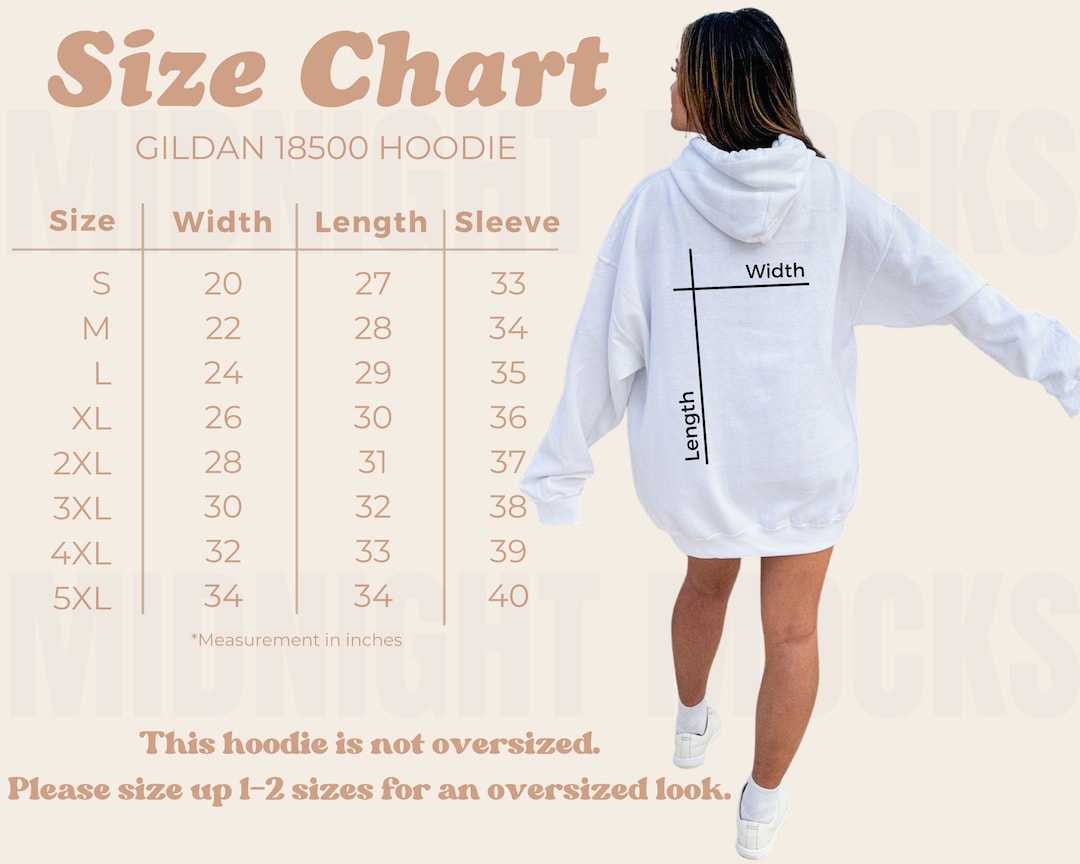 Gildan 18500 Hoodie Size Chart Oversized Hoodie Size Chart Unisex Sizing Chart Hoody Measurements Trendy Model Mockup Sweatshirt Chart Etsy Canada