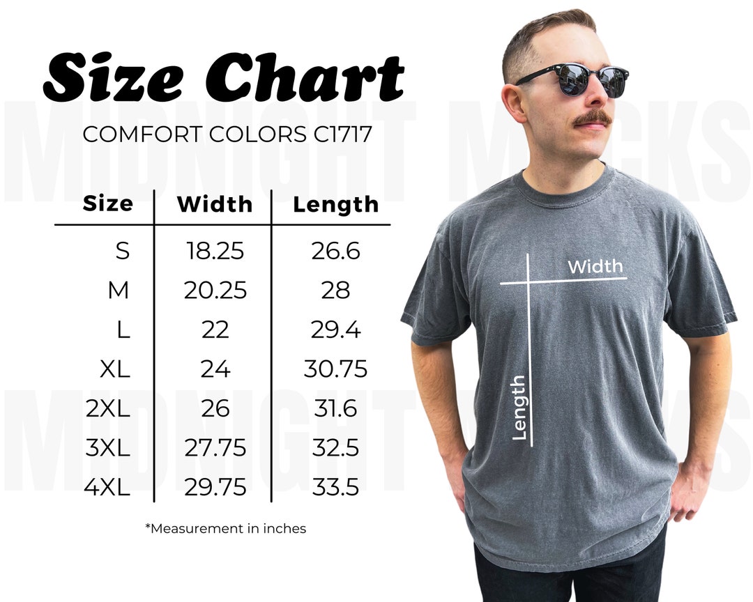 Comfort Colors C1717 Size Chart, Comfort Colors Size Chart, Aesthetic ...