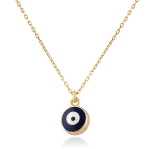 14k Gold Evil Eye Bead Necklace, Elegant Protective Charm, Minimalist Jewelry for Everyday, Chic Spiritual Accessory, Unique Gift for Her