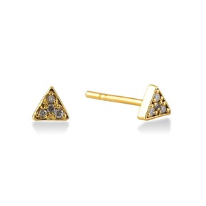 14k Gold Triangle Stud Earrings with Diamond, Elegant Geometric Minimalist Jewelry for Everyday, Chic Modern Accessory, Unique Gift for Her
