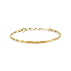 14k Solid Gold Mariner Chain Bracelet, Elegant Minimalist Jewelry, Modern Fashion Accessory, Chic Everyday Bracelet, Unique Gift for Her