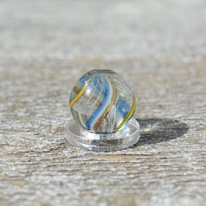 Antique German Swirl Marble, Antique Handmade Glass Swirl Marble, German Swirl Marble, Latticino Core, Display Stand Included, 16mm Diameter