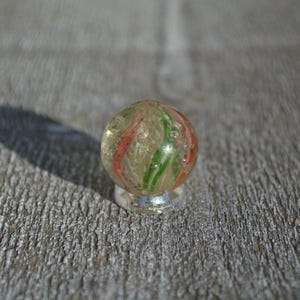 Antique German Swirl Marble, Antique Handmade Glass Swirl Marble, German Swirl Marble, Latticino Core, Display Stand Included, 24mm Diameter
