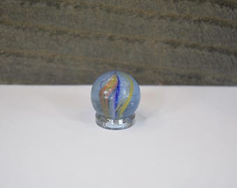 Antique German Swirl Marble, Handmade Glass Marble, Divided Swirl Core, Display Stand Included, 21mm Diameter
