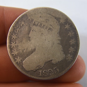 1825 Capped Bust Half Dollar, Nice Type Coin, Lettered Edge, 1825 Half Dollar, Raw Ungraded Coin, 200 Years Old