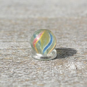Antique German Swirl Marble, Antique Handmade Glass Swirl Marble, German Swirl Marble, Latticino Core, Display Stand Included, 18mm Diameter
