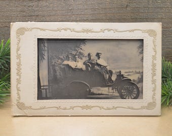 Antique Car Tintype, People in a Car, Antique Vehicle, Vintage Tintype, Tintype in Mat Frame