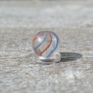 Antique German Swirl Marble, Antique Handmade Glass Swirl Marble, German Swirl Marble, Latticino Core, Display Stand Included, 17mm Diameter