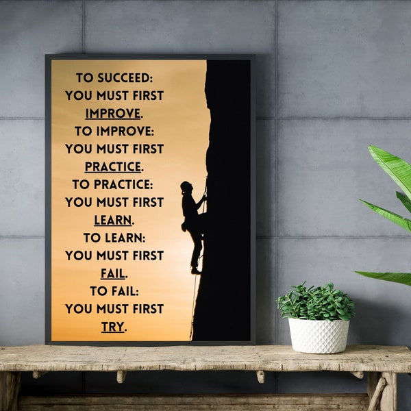 Steps To Success, Motivation Print, Positive Affirmation Wall Art, Home Decor, Printable Quote, Office Decor, Positive Affirmation, Wall Art