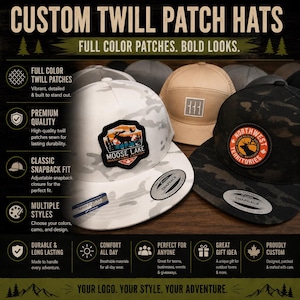 Custom Logo Trucker Hat | Personalized Full-Color Twill Patch Hat | 5-Panel Yupoong 6006 | Custom Company Hat | Business Branding Gift