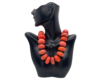 Vintage 20mm-23mm Coral Bead Necklace 22" Length