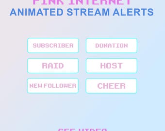 Alertas de transmisión de Internet de color rosa, alertas animadas