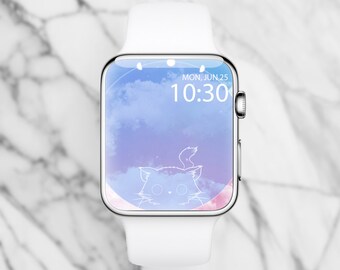 Galaxy Cat Apple Watch Face Wallpaper, Aesthetic Smartwatch Background, Smart Watch, Modern Smart Watch, Minimalist Apple Watch, Watch Faces