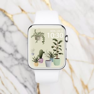 Cute plants Watch Face Wallpaper, Aesthetic Smartwatch Background, Smart Watch, Modern Smart Watch, Minimalist Apple Watch, Watch Faces