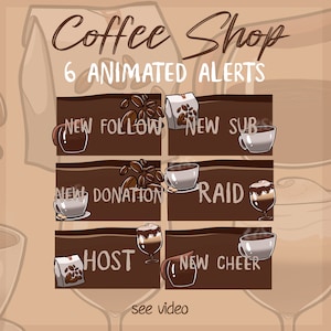 ANIMATED ALERTS Coffee Shop! For Twitch and other platforms