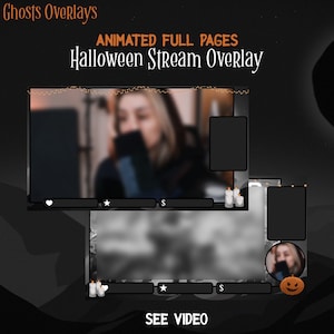 Halloween Stream Overlay, Twitch Animated Overlay, Animated Full Page, Goth Stream