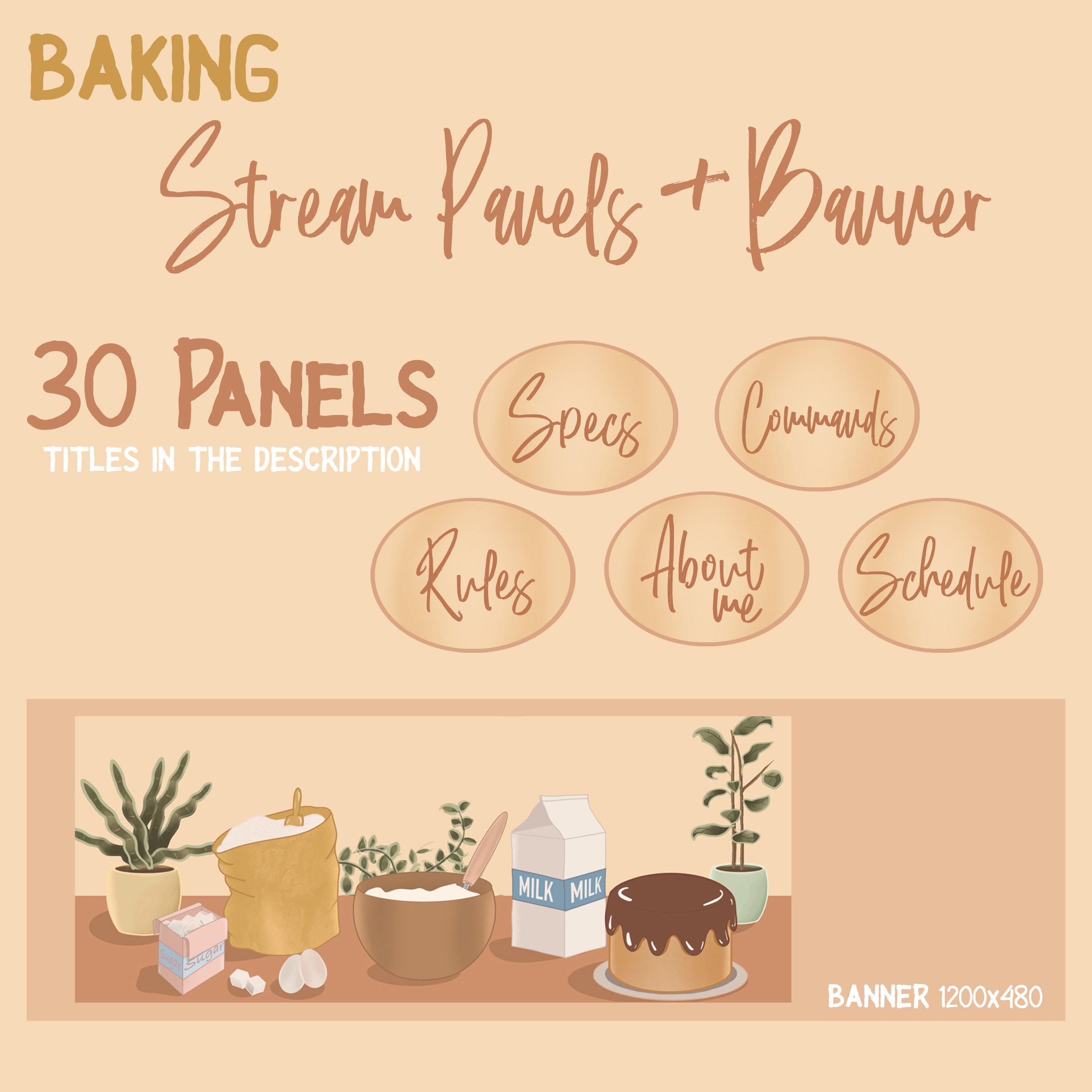 Cute Baking 30 Stream Panels + Banner, Twitch Bio - Etsy