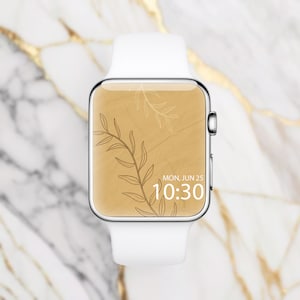 Carta da parati beige minimalista con quadranti di Apple Watch, sfondo estetico di smartwatch, smartwatch moderno, Apple Watch minimalista, quadranti