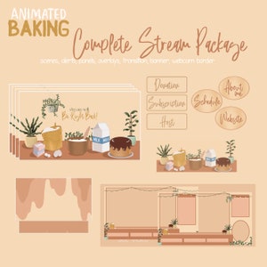 Cute Baking Stream Pack For Twitch, Twitch Overlay, Complete Streaming Package, Animated Screens, Overlay Set, Alerts,  Panels