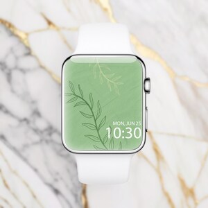 Sfondo minimalista verde Apple Watch Face, sfondo estetico Smartwatch, orologio intelligente moderno, orologio Apple minimalista, quadranti