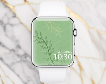 Minimalist Green Apple Watch Face Wallpaper, Aesthetic Smartwatch Background, Modern Smart Watch, Minimalist Apple Watch, Watch Faces