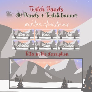 Christmas Twitch Panels + Banner, Winter Christmas Stream Bio Decoration