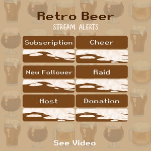 Retro Beer Stream Alerts, Twitch Alerts, Animated overlay, Twitch Pub
