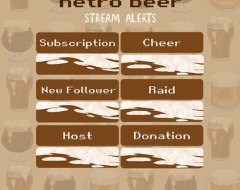 Avvisi di streaming di birra retrò, avvisi di Twitch, sovrapposizione animata, Twitch Pub