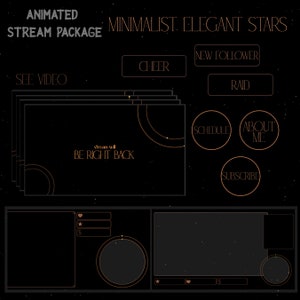 Minimalist Elegant Stars Complete Streaming Package, Twitch Overlay, Celestial Stream, Animated Screens, Overlay Set, Alerts,  Panels