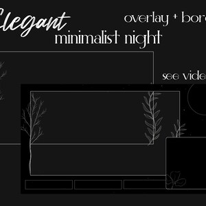 Puede incluir: Superposición de noche minimalista en blanco y negro con un borde y ramas. La superposición tiene un texto ver video y una luna.