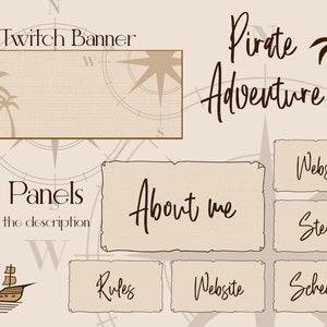 Pirate Adventure 30 Stream Panels + Twitch Banner