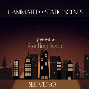 ANIMATED SCENES Sunset city! Static and animated scenes for Twitch and other platforms - Overlays, Scenes -