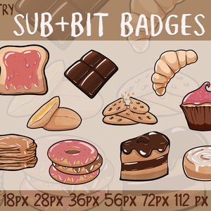 10 PASTRY Twitch Sub Badges / Cheer Bit Badges / Emote / Loyalty Badges / Streamer / Stream / Subscriber / Channel / Cute Coffee