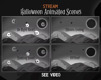 Halloween Stream overlay, Ghosts Animated Scenes