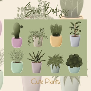 Cute Plants Sub Badge / Cheer Bit Badges / Emote / Loyalty Badges / Streamer / Stream / Subscriber / Channel