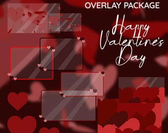 Valentine&#39;s Day Stream Overlay, Decoration Package, Animated Heart