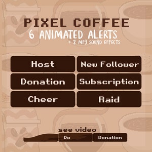 Retro Coffee Break Animated Alerts For Twitch, Alert Messages, Overlay Set