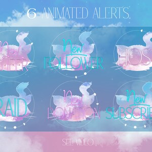 Pink Celestial Cat Stream Animated Alerts for Twitch, Streaming