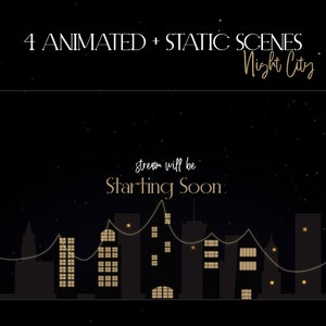 ANIMATED SCENES Starry Sky Night city! Scenes and Animated scenes for Twitch and other platforms - Overlays, Scenes