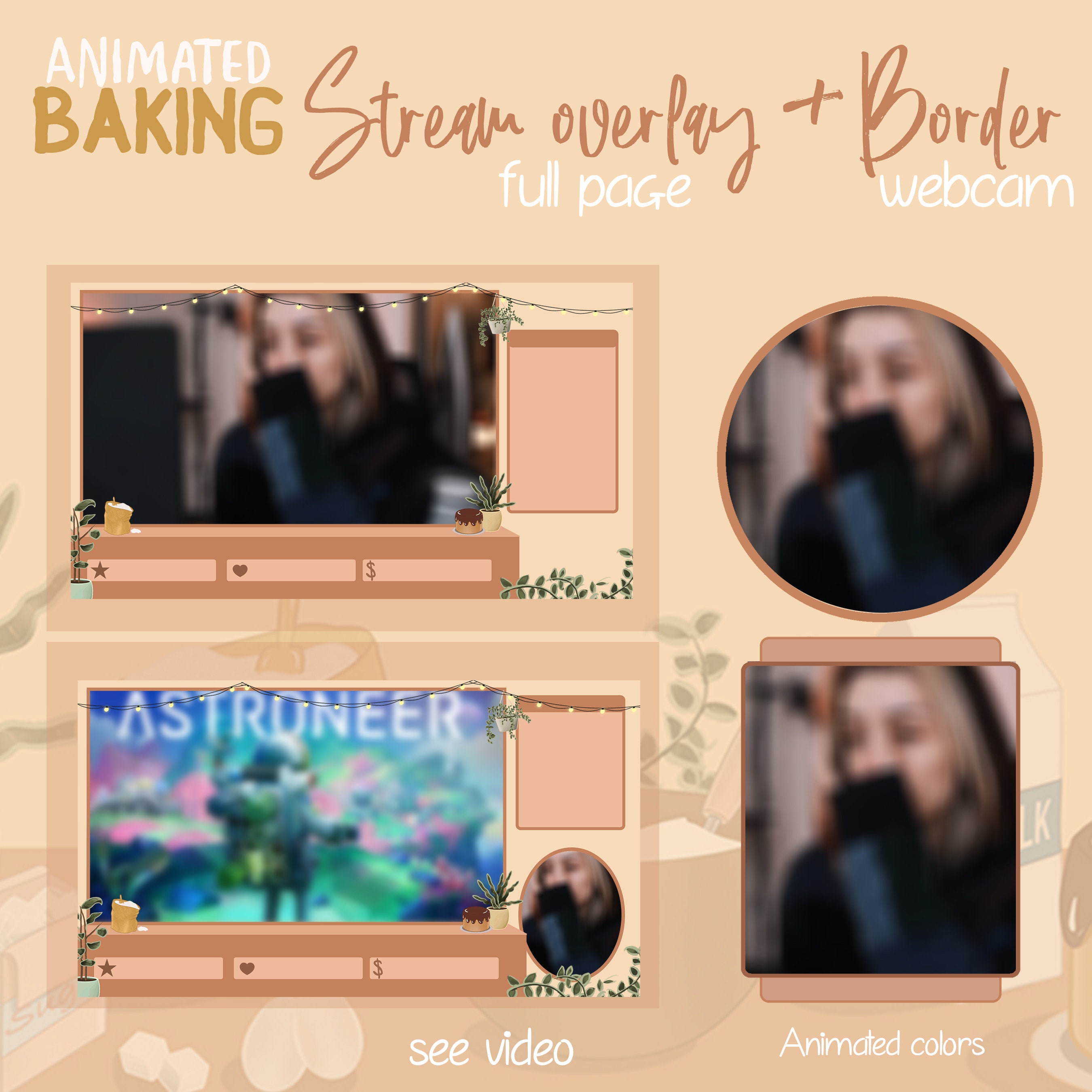 Cute Baking Stream Pack for Twitch, Twitch Overlay, Complete Streaming ...